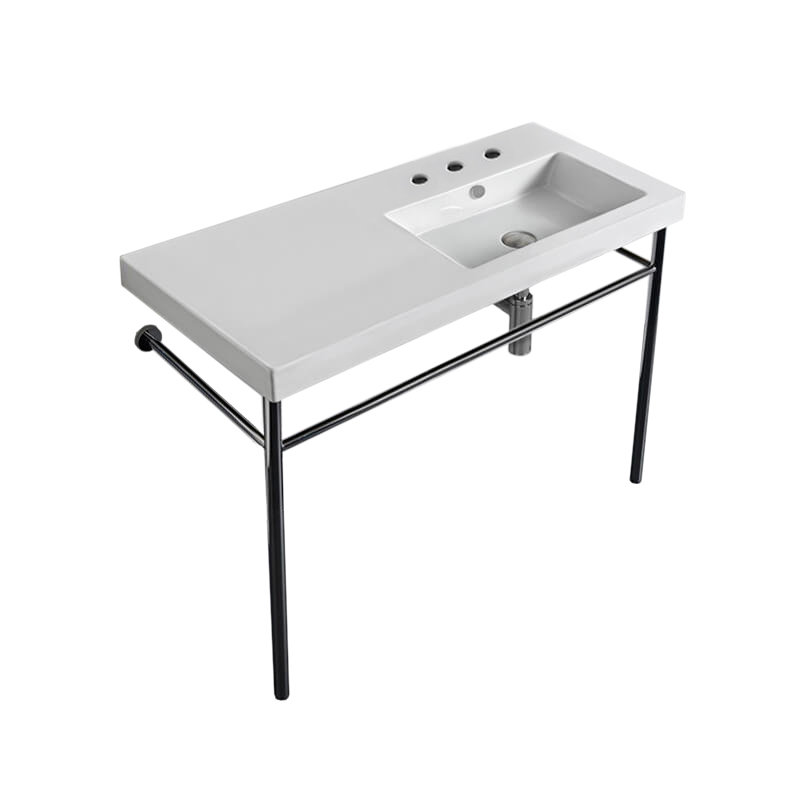Ceramica Tecla By Nameeks Condal 17.72'' White Ceramic Rectangular Bathroom Sink with Overflow, 8" Widespread