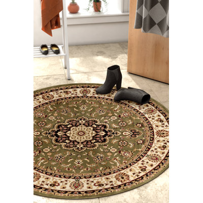 Denzel  Medallion Kashan Green Traditional Rug