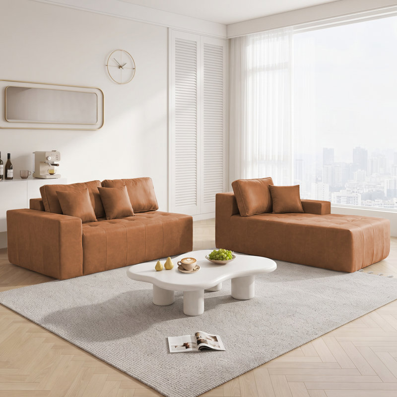 Canapé modulaire en L 108 po pour salon modulaire en L 108 po, Light Brown, Right Hand Facing