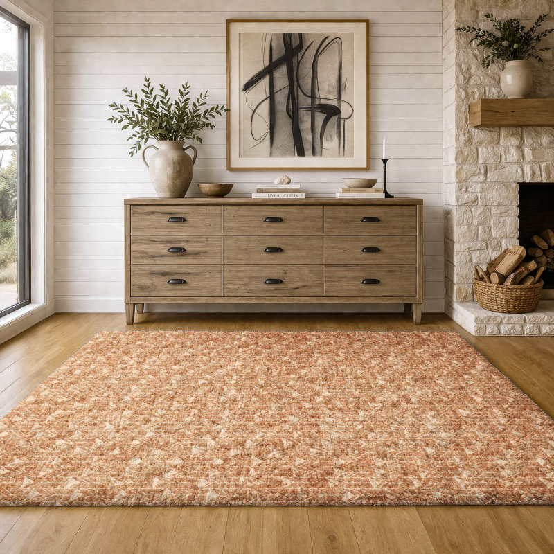 Tapis à poils longs de qualité supérieure lavable à la machine Dream ADS514, Saumon, 5 pi x 7 pi 6 po
