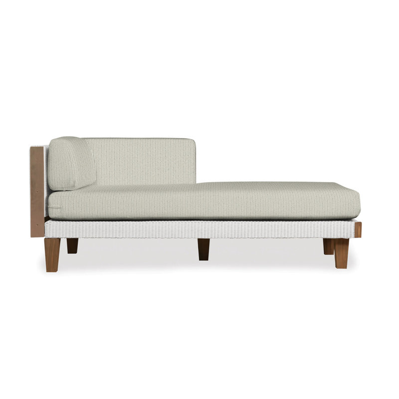 Catalina Outdoor Teak Chaise Lounge, Callen Pearl, White