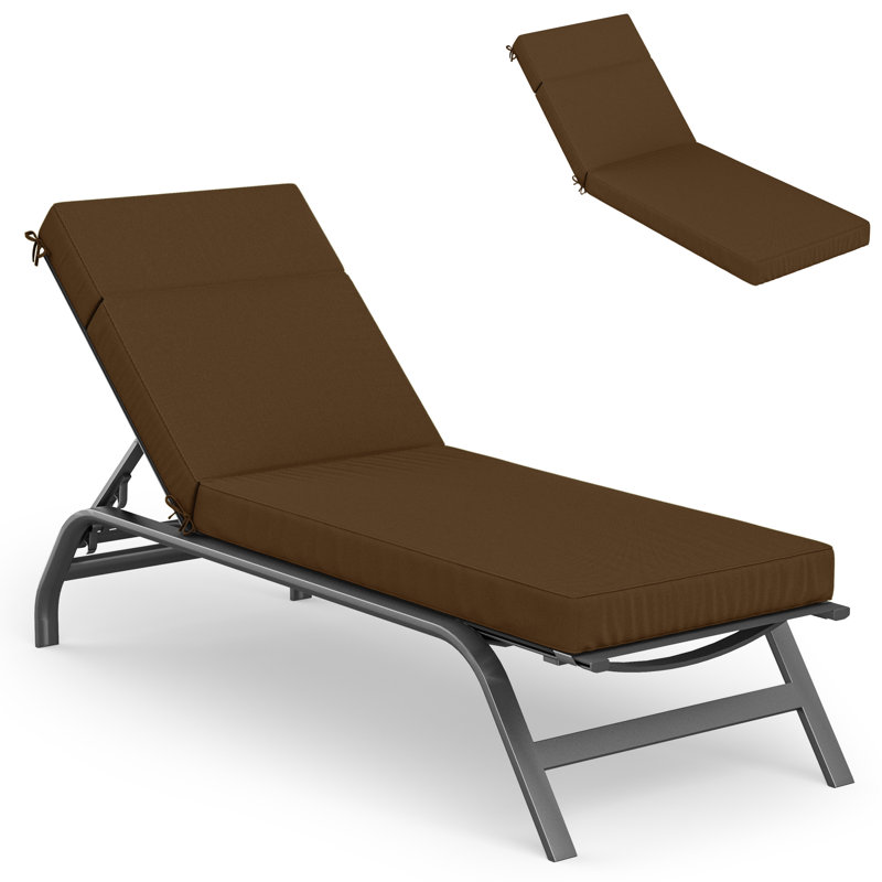 Outdoor Chaise Lounge Cushion – Weather-Resistant, Reversible, Plush Comfort, Brown, 26" W x 80" D