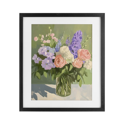 «Mixed Roses & Lilacs Bouquet», reproduction imprimée sous verre, conception de The Prints Vibe
