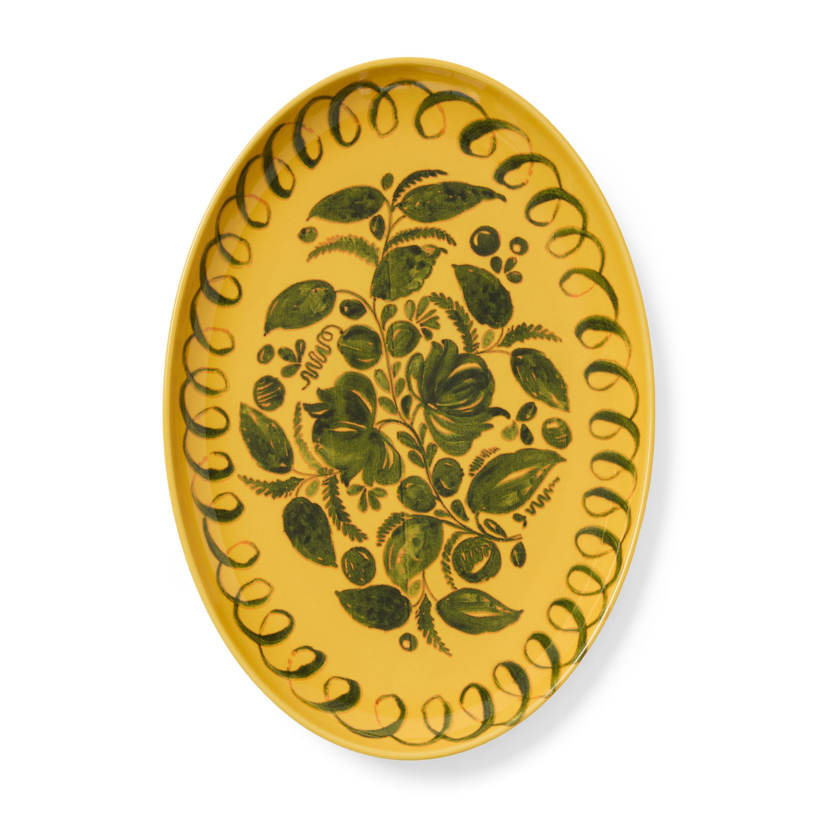 Herman Oval Serving Tray - Lime - 15.7" x 11", Mustard