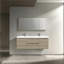 Meuble-lavabo mural de 152 cm avec lavabo double, armoire en mélamine gris cendré, comptoir en pierre artificielle blanche lustrée-15449546-15449551