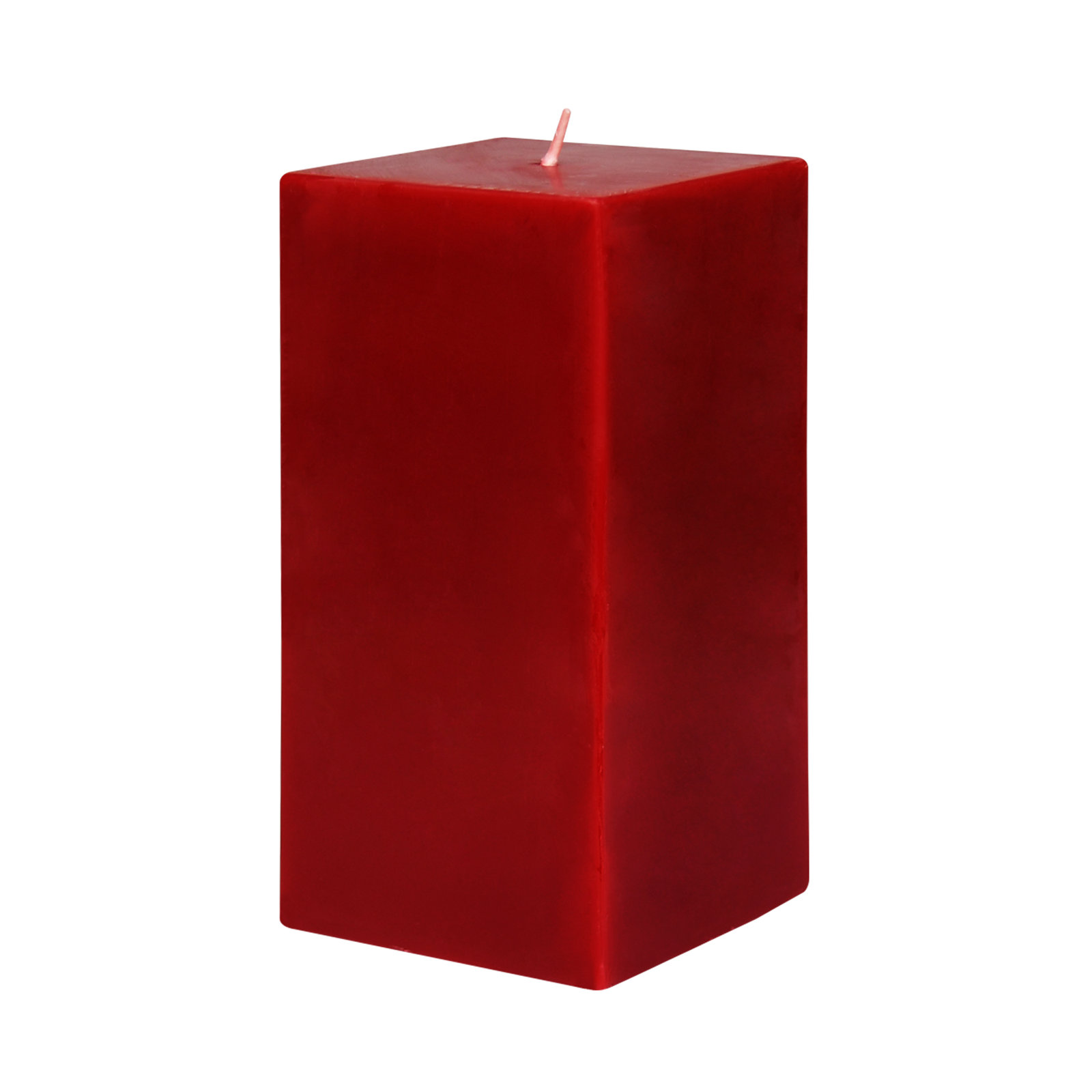 Square Pillar Candle, Red, 6" H x 3" W x 3" D, 1 Candle