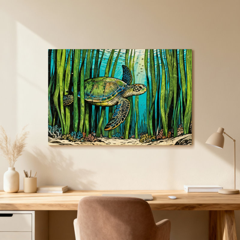 Tortue de mer, Toile tendue, Ne s’applique pas, H 20 po x l 30 po