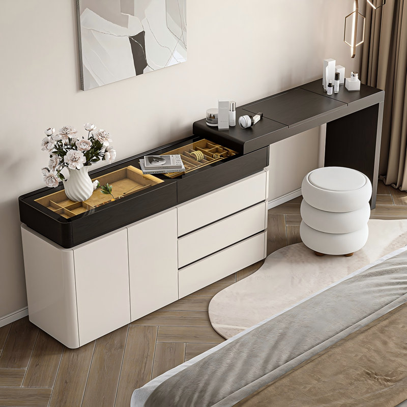 Meuble-lavabo extensible crème 47,24 po avec rangement