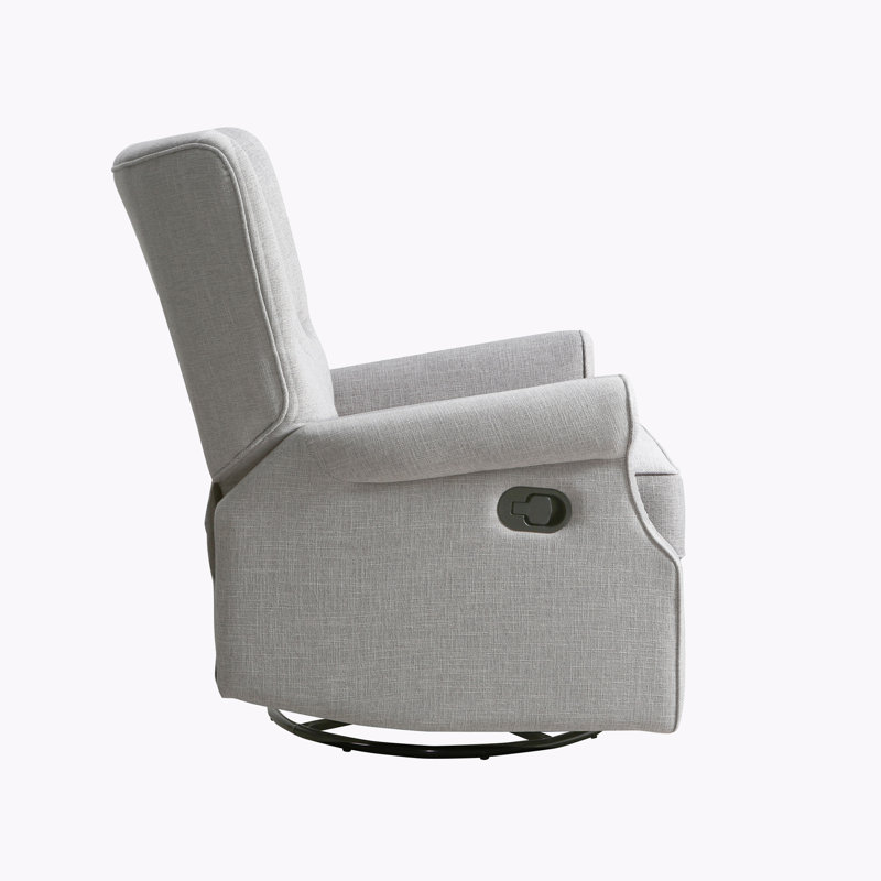 Alice Wingback Swivel Recliner, Gray Linen