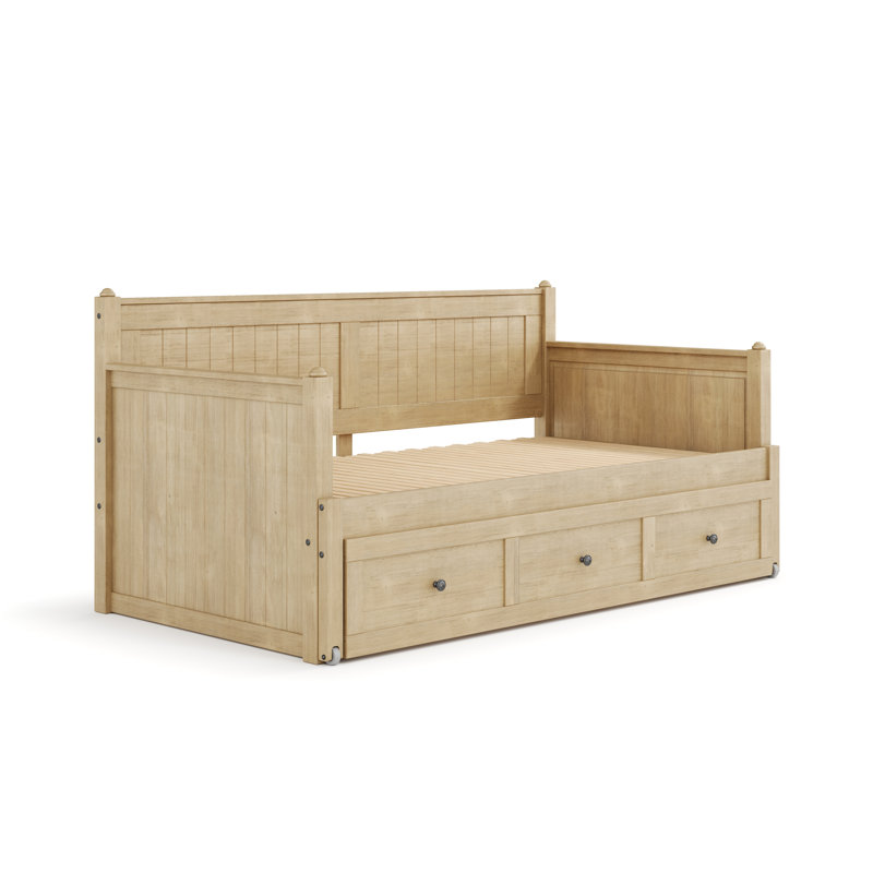Lit de jour extensible simple à très grand avec gigogne en bois massif