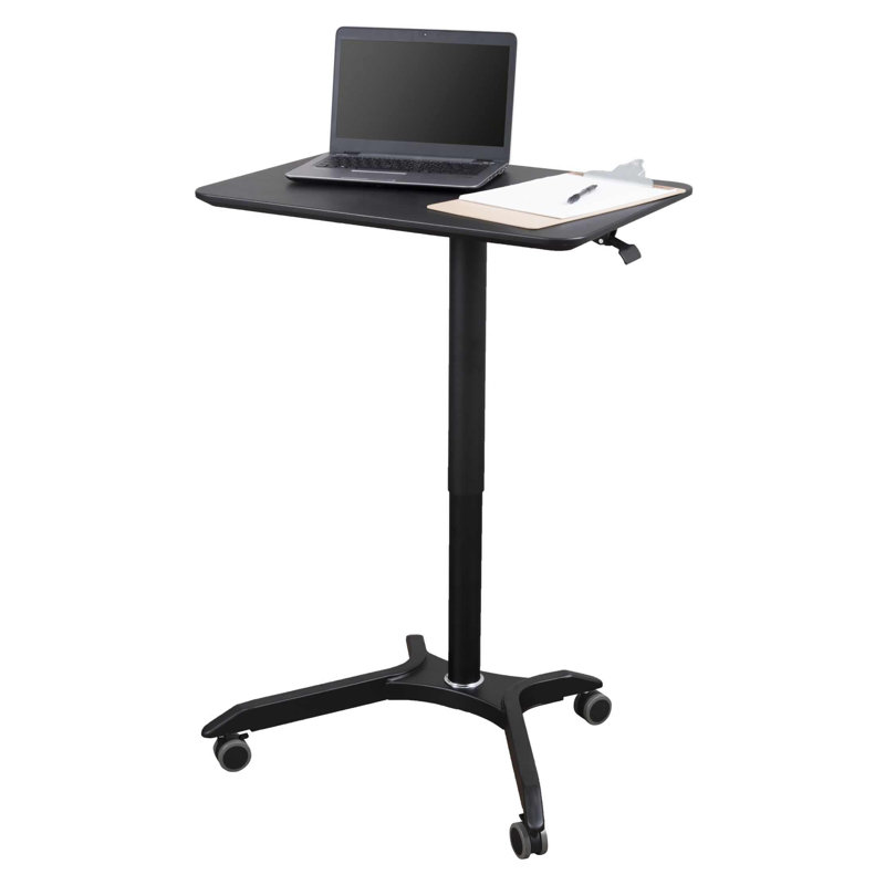 Black Adjustable Height Rolling Laptop Desk Cart
