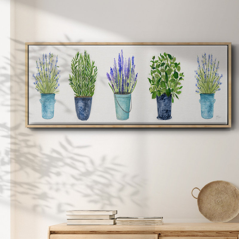 Herbes dans une rangée - toile encadrée, H 12 po x l 30 po