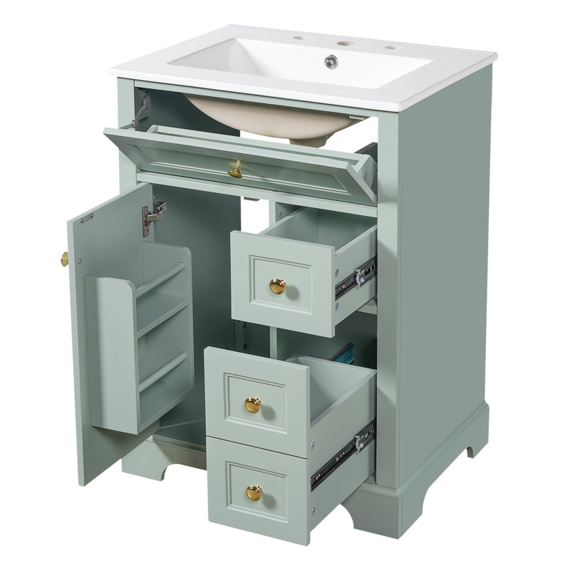 Meuble-lavabo simple 24 po avec lavabo, meuble-lavabo, Vert