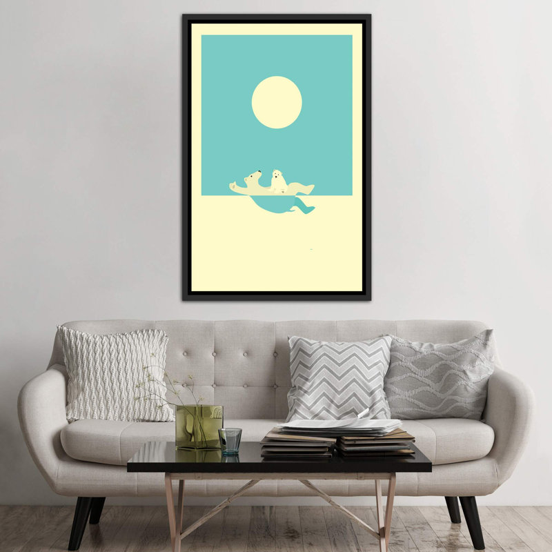 Art encadré, cours de natation II, H 60 po x l 40po x P 1,5 po, Toile avec cadre noir