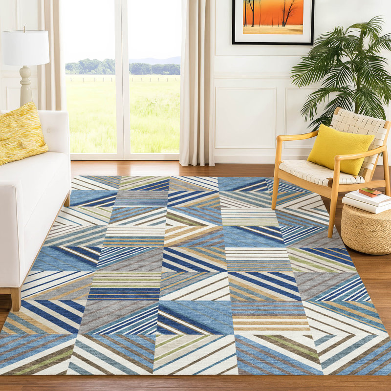 Tapis intérieur / extérieur lavable à la machine Lanphear ACN2399, Rectangulaire 8 pi x 10 pi