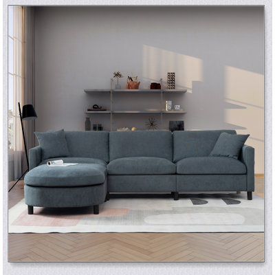 Modular Sectional Sofa with Removable Ottoman, Seat and Back Cushions for Easy Cleaning and Comfortable Seating