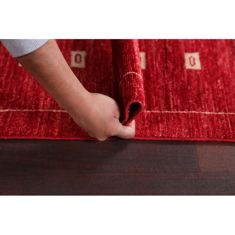 Gabbeh Kashkoli One-of-a-Kind 2'6" X 8'2" Runner Wool Area Rug in Red