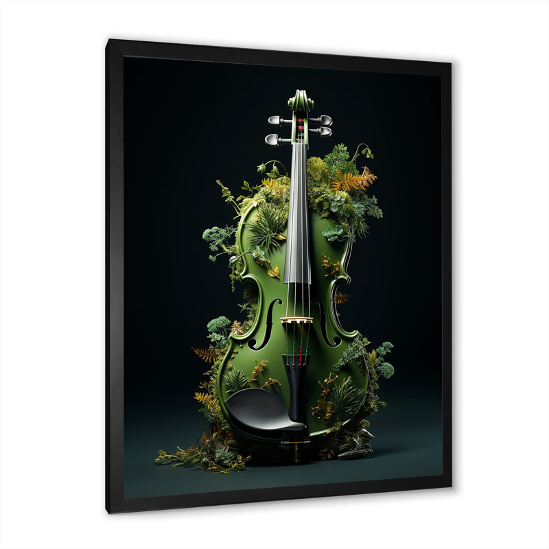 Violon verdure dans la forêt II, Cadre simple noir, H 44 po x l 34 po x P 1,5 po