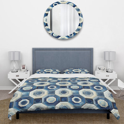 Ensemble de housse de couette bleu blanc Midcentury II - Midcentury