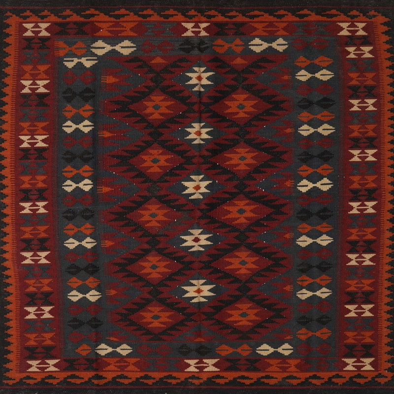 Tapis rouge à motif sud-ouest, Carré 3 pi