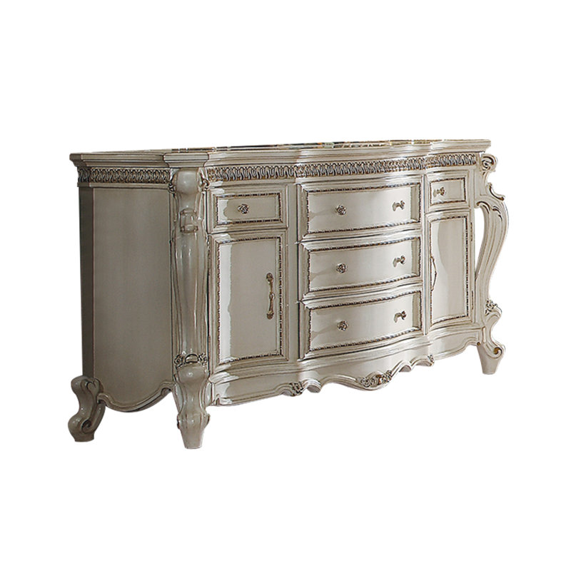 Fillare Solid Wood 64'' W 5 - Drawer Dresser, Antique Pearl