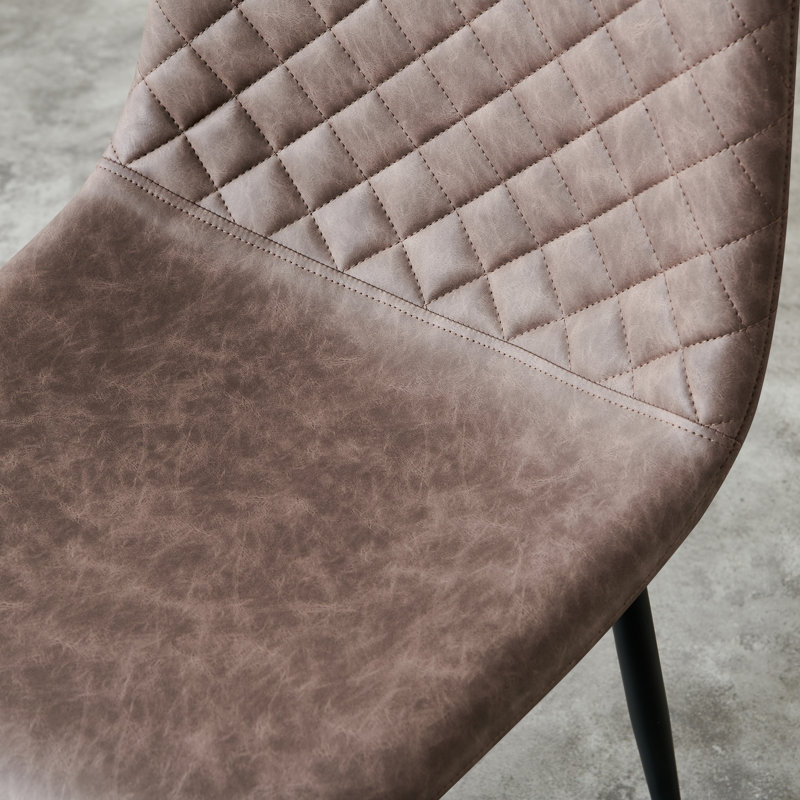 Wayland Modern Upholstered Faux Leather Dining Chair, Brown, 6, Black