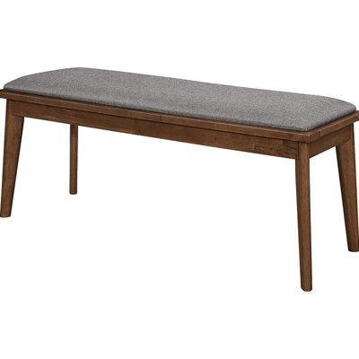 Mid-Century Inspired Grey Bench With Natural Walnut Support Modern And Dining Object