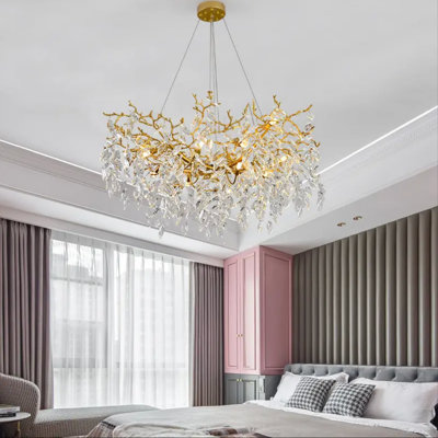  Lustre suspendu Bethany Elliptic Gold Branches & Falling Leaves | Design naturel