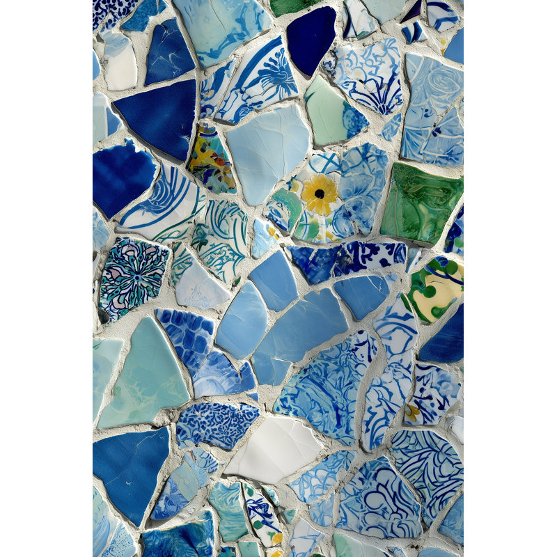 Papier peint double mosaïque bleu