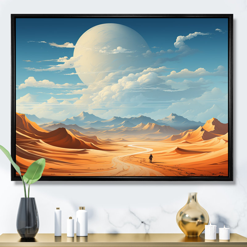 Espace brun brun, désert de l'espace sur la planète Mars I - Art mural paysages spatiaux, Cadre d'angle fermé noir