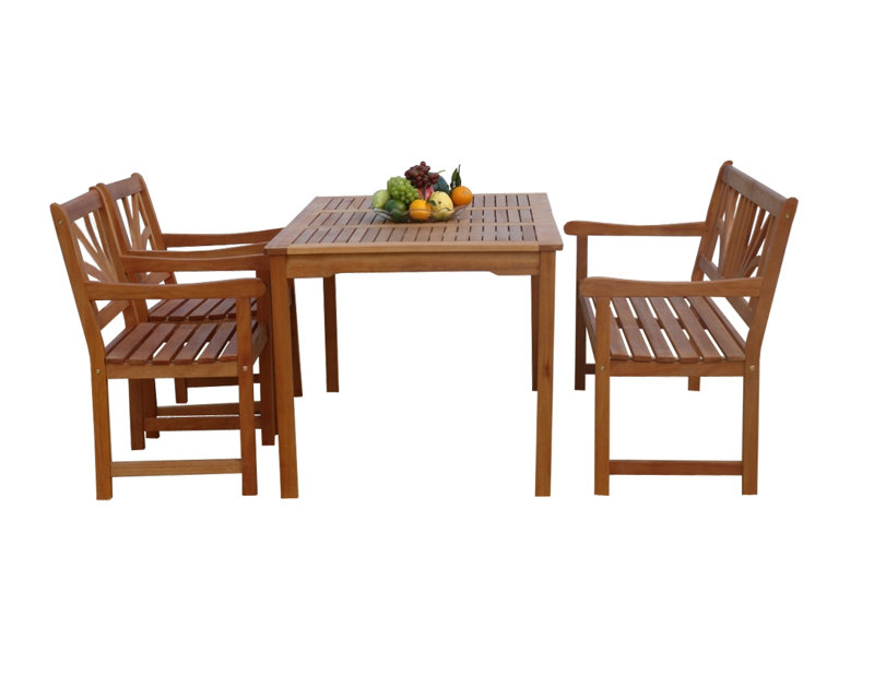Adish 4 - Person Patio Dining Set with Rectangular Table