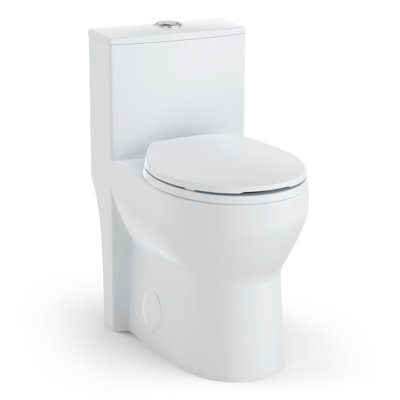  ADA One-Piece Commercial Toilet, 17.5'' Comfort Height - Dual Flush 0.8/1.28 GPF - Soft Close Seat - Compact Space-Saving Design