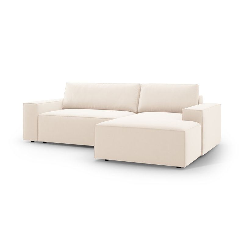 Alisbha 2 Seater Velvet Sofa Bed, Light Beige