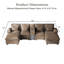 Canapé d'angle en chenille de 130 pouces de large en forme de U avec console pour animaux de compagnie, grands accoudoirs et porte-gobelets-131280809