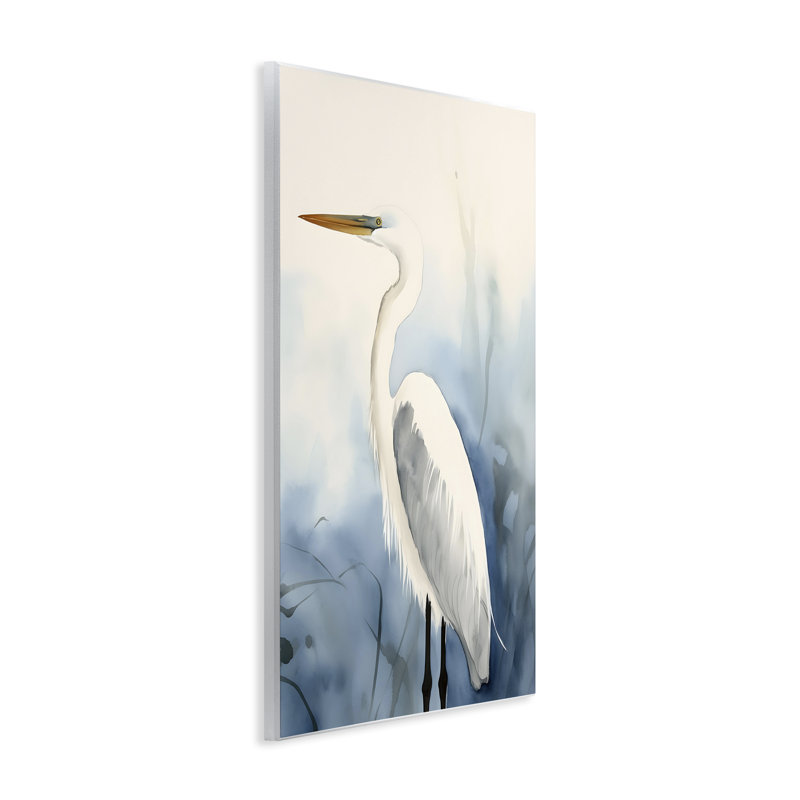 Art mural Egret Beach Bird par Petal Prints Design, H 19 po x l 13 po