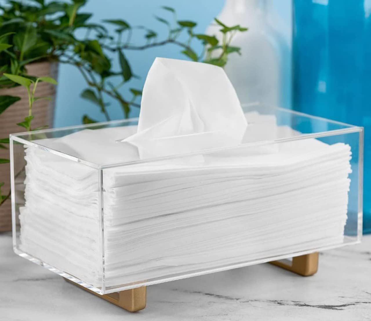 YoBa Thick Black Acrylic Tissue Box Holder Rectangular Tissue Box Dispenser With