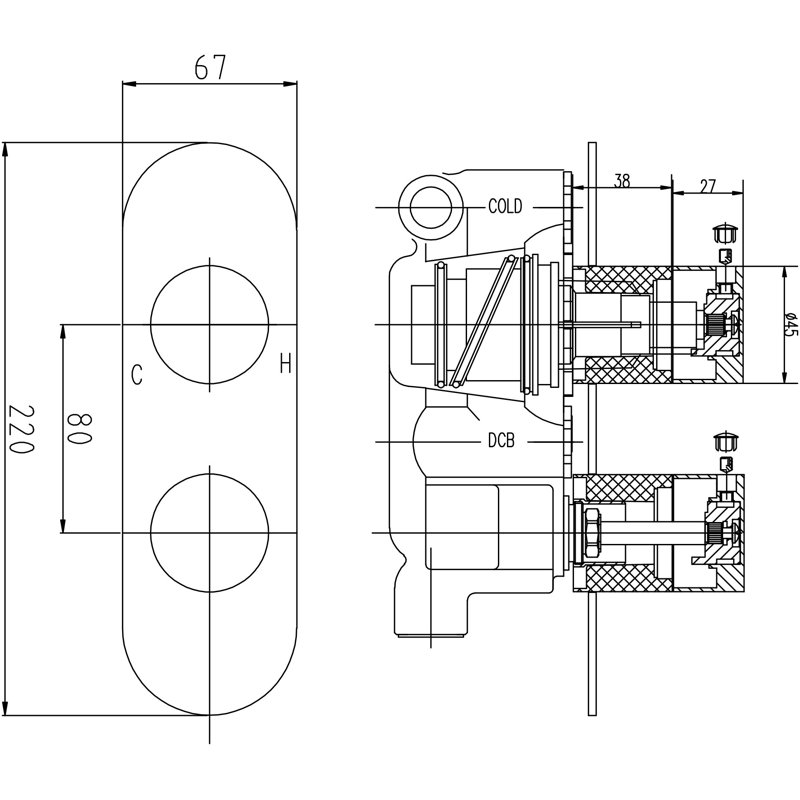 Indus Double Concealed Diverter Shower Valve