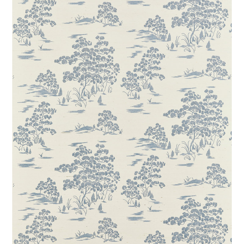 Katsura Embroidered Toile, Beige/Blue