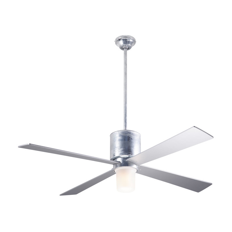 Lapa 50'' Ceiling Fan with Light Kit, Wall Control with Remote Handset (2-wire), Silver, Galvanized