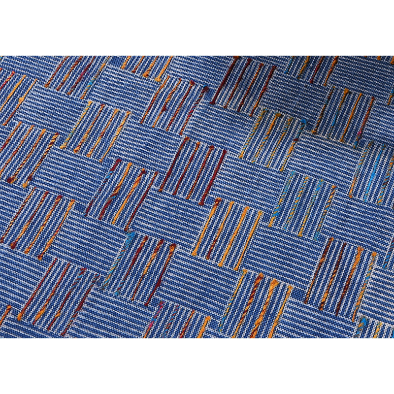 Tapis bleu en coton tissé à plat à la main Crickhollow, Rectangle de 3 pi x 5 pi