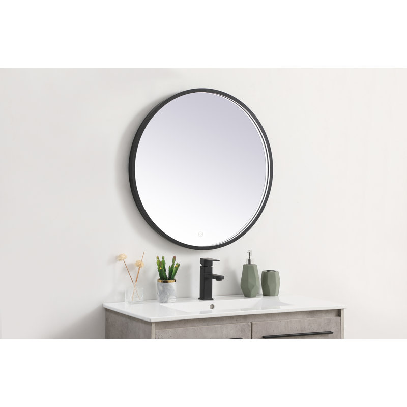 Miroir de salle de bain Pickard, Noir, 28 po x 28 po