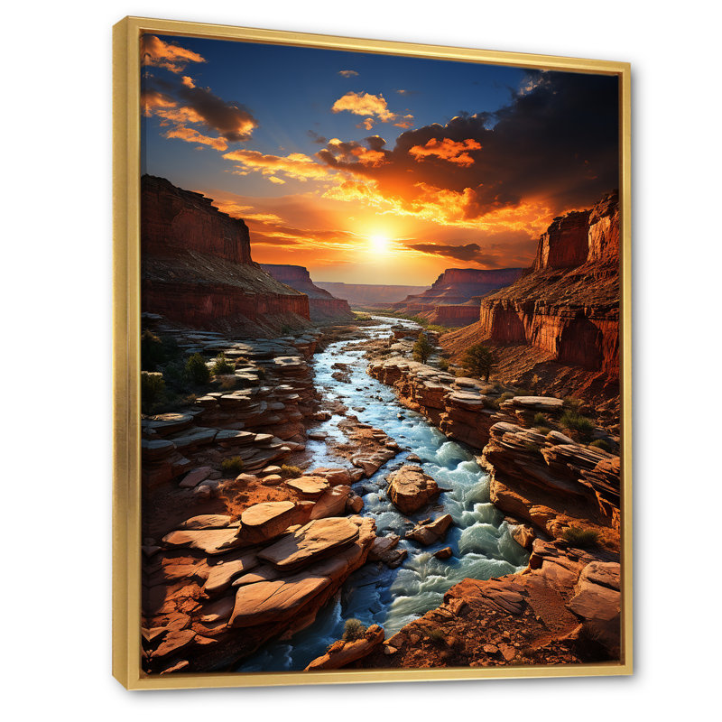Bendte Majestic Stormscape, H 32 po x l 16 po x P 1 po, Cadre flottant doré