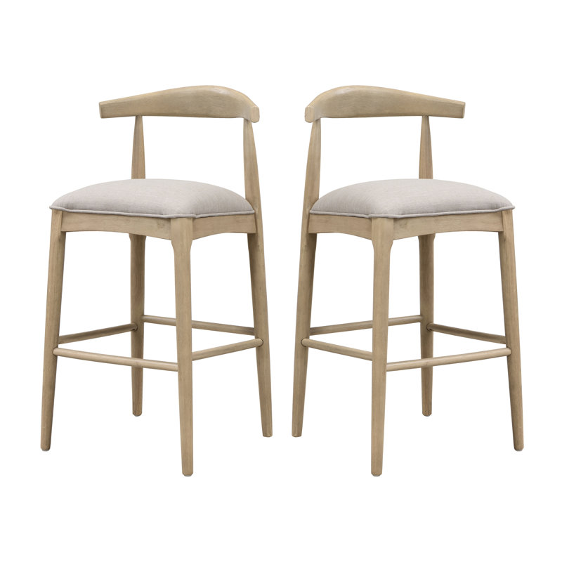 Tabourets de bar modernes avec structure en bois, revêtement en tissu de galets, parfaits pour la maison et la cuisine