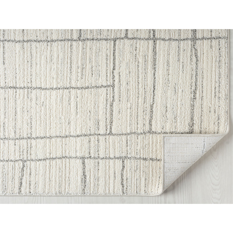 Mervela Abstract Grid Area Rug, Ivory, Rectangle 2' x 3'