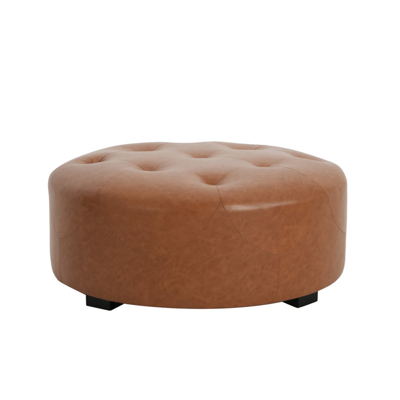 Upholstered Button Tufted Round Ottoman