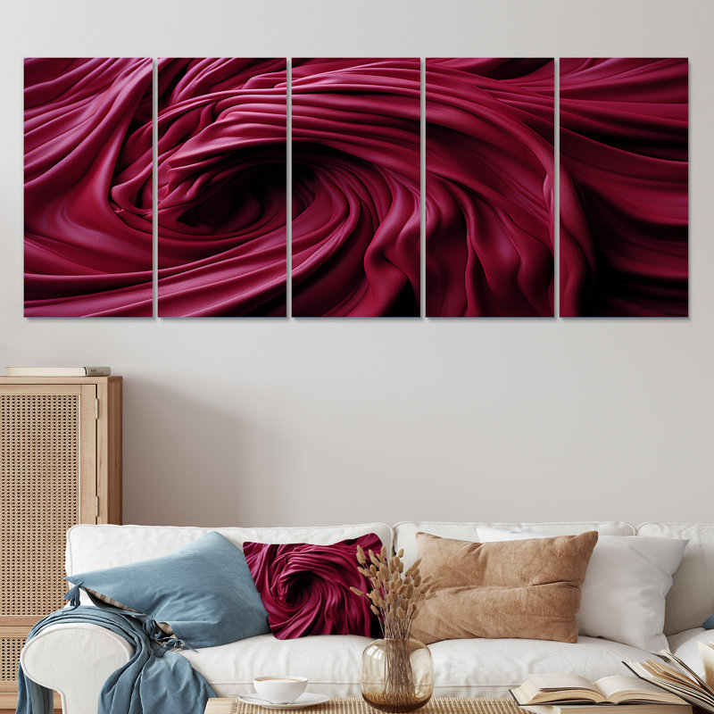 «Purple Soft Spirals Galaxy - Abstract Spirals», toile d'art 5 pièces, H 32 po x l 80 po