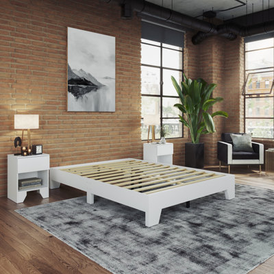 Boyd Sleep Lugano Platform Bed Frame - Modern Minimalist Design, Solid Wooden Slat Support, No Box Spring Needed, Easy Assembly, Noise-Free Construction, Sleek Bedroom Furniture- Lugano Collection