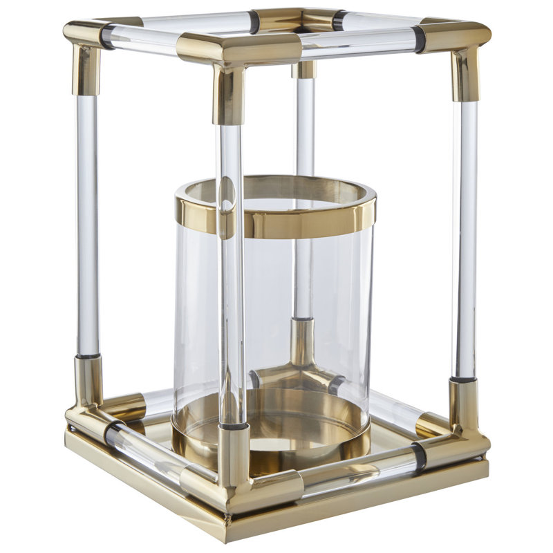 Ann Tabletop Lantern, Gold, 35 cm H x 24 cm W x 24 cm D