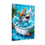 Ensemble de 1 tableau sur toile représentant un renard chevauchant un requin dans une baignoire-525634300
