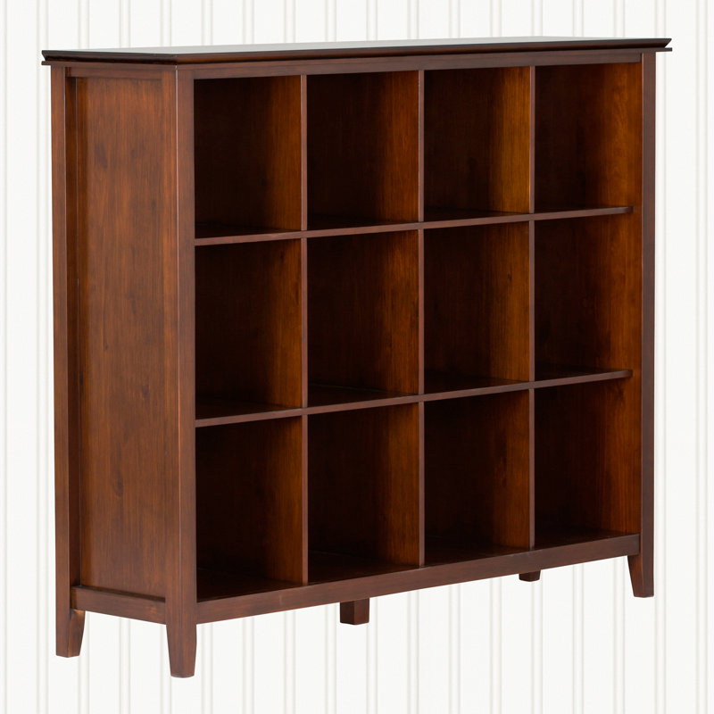 Russet Brown Solid Wood 12 Cube Storage Bookcase